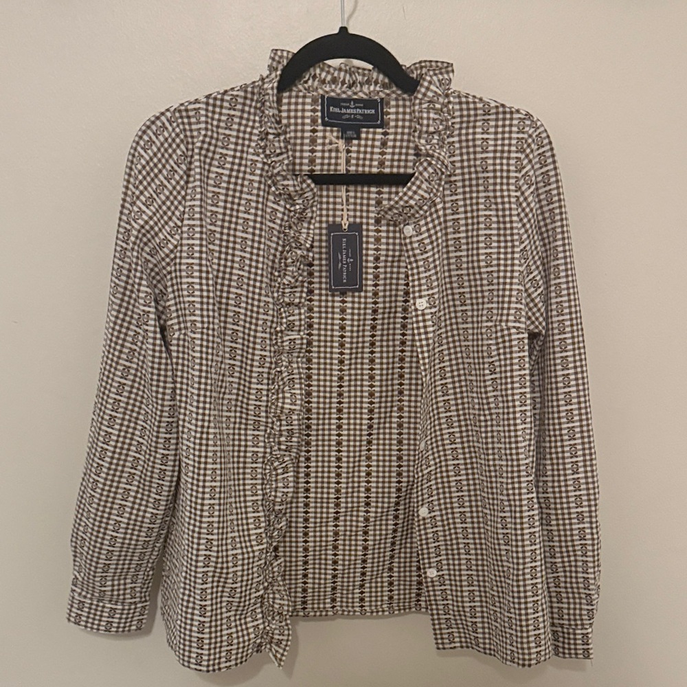Kiel James Patrick Beige and White Patterned Shirt